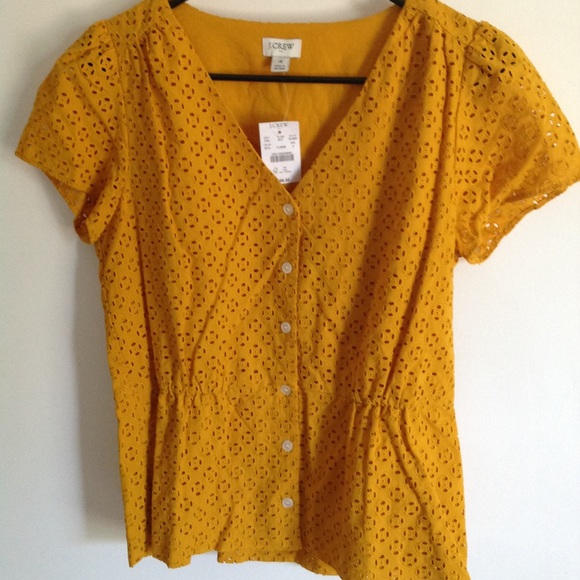 J. Crew Tops - J Crew Eyelet Peplum Top NWT